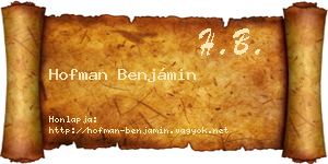 Hofman Benjámin névjegykártya